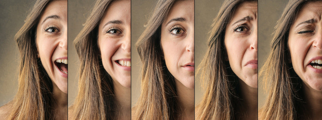 Range of emotions on a woman's face.