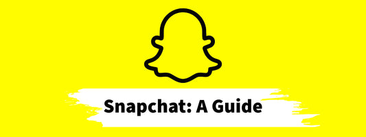 Snapchat logo with "Snapchat a Guide" underneath all wrapped in a yellow background.