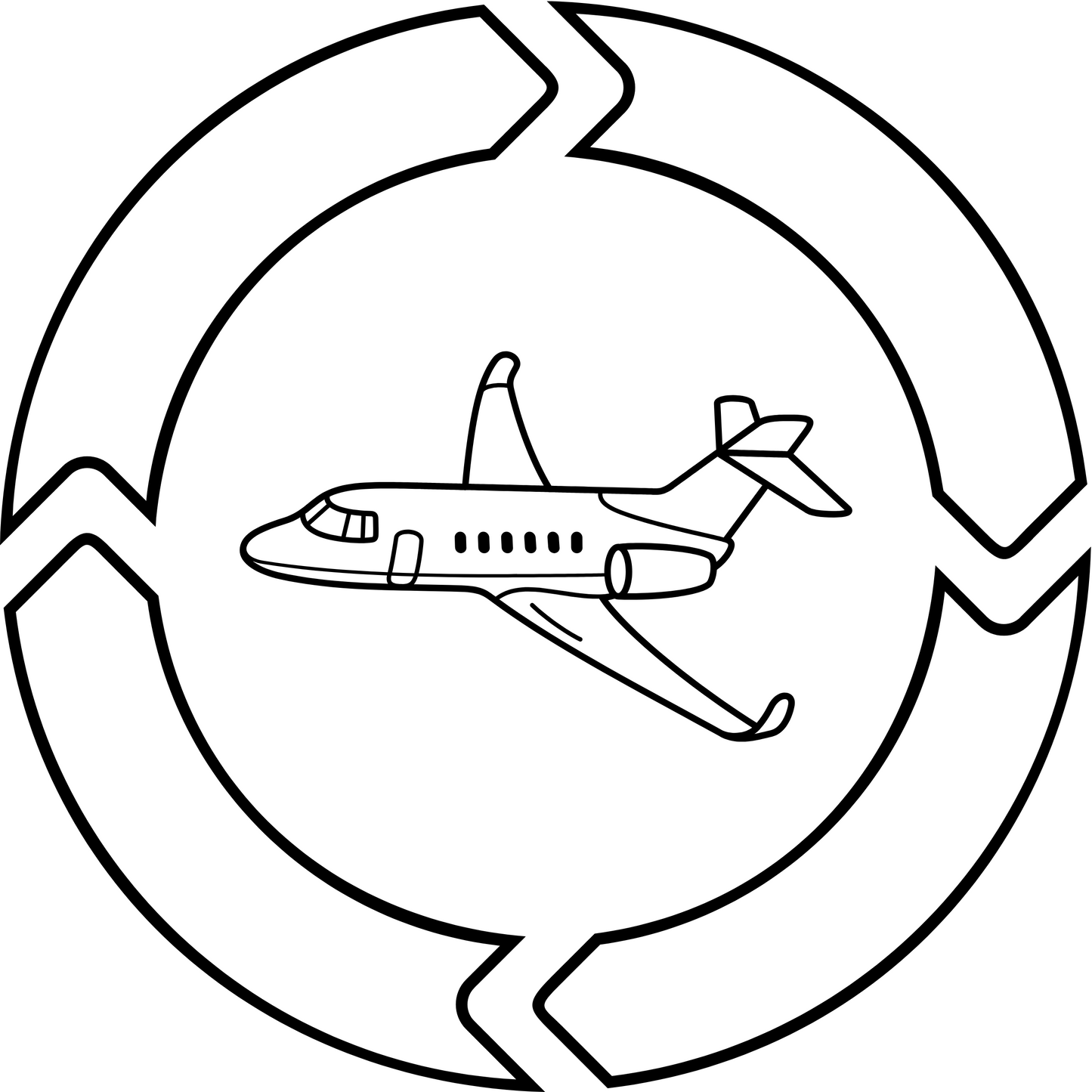 advanced graphic design image with a plane in the center of a circle