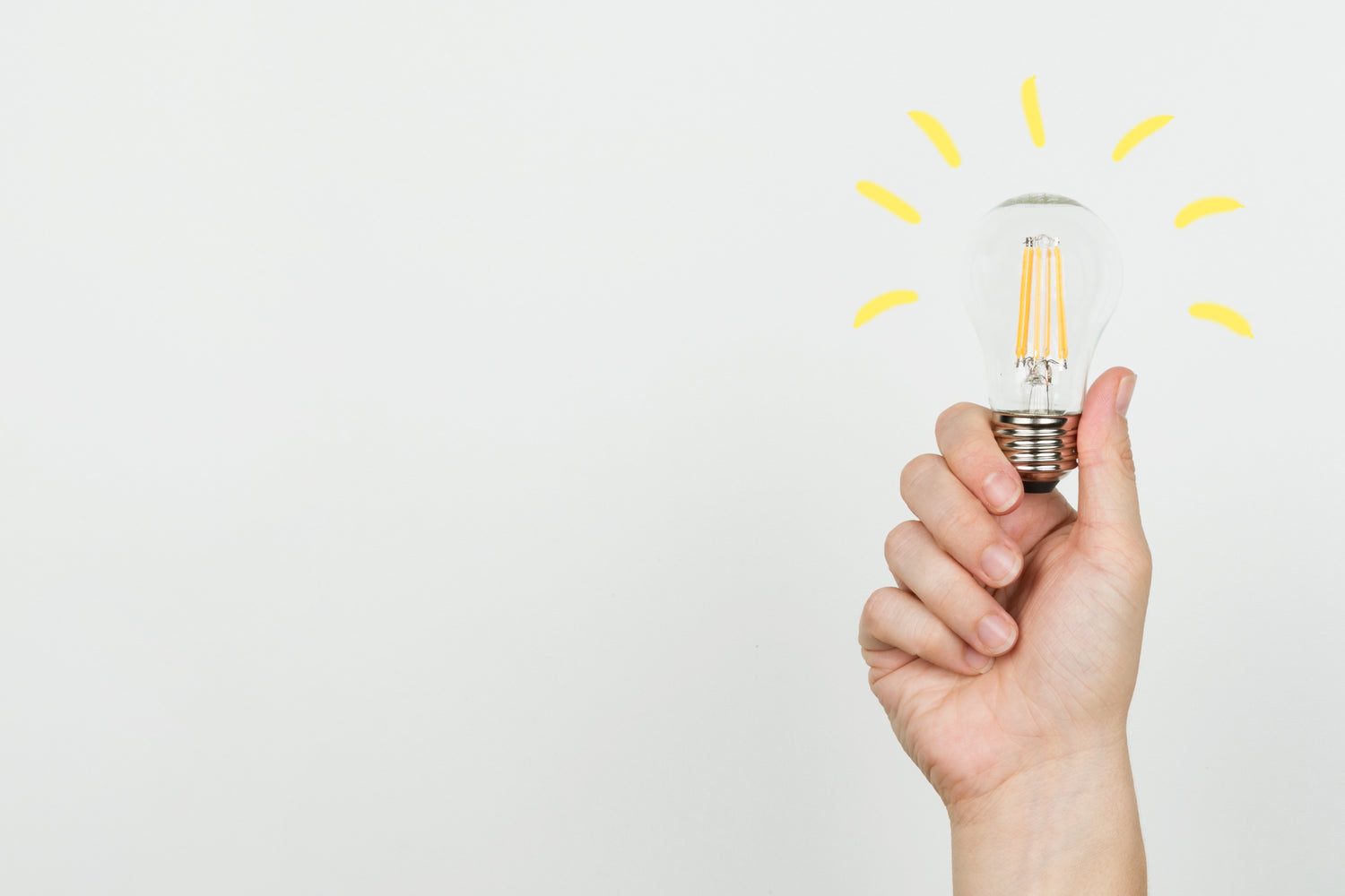 A hand holds a lightbulb